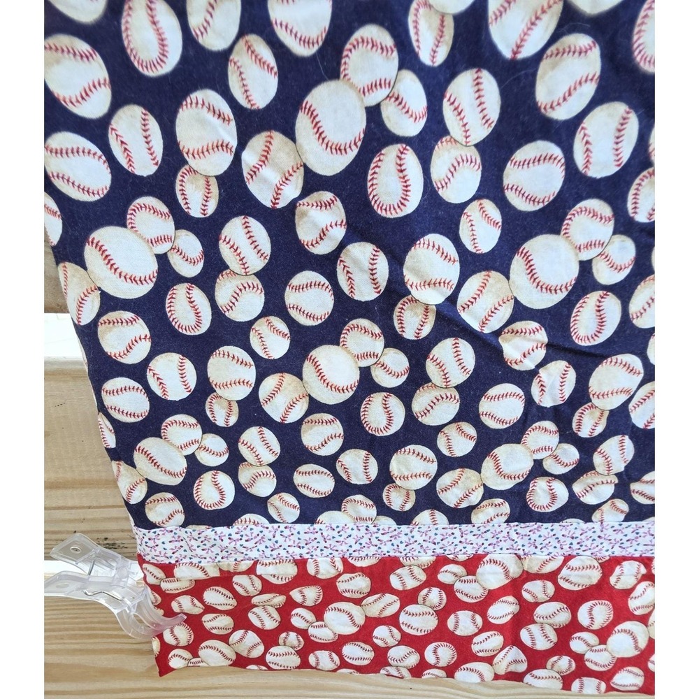 Handmade Baseball Pillowcase 28 x 19 Navy Red White Baseball Sports Theme Cotton